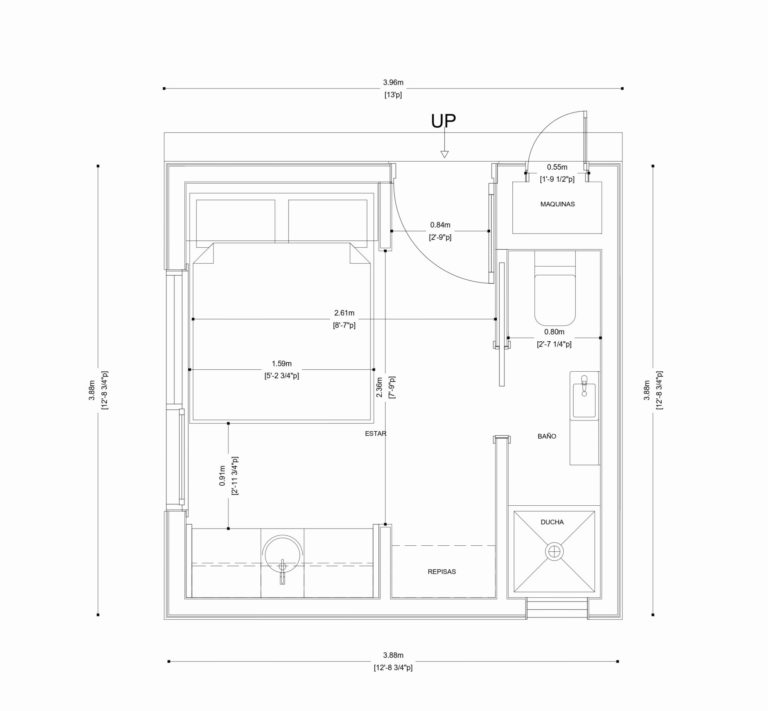 Cuenta con cocineta, WC, regadera, espacio para repisas y cama desplegable