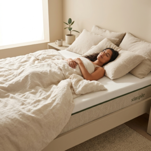 Mujer descansando en colchon simple